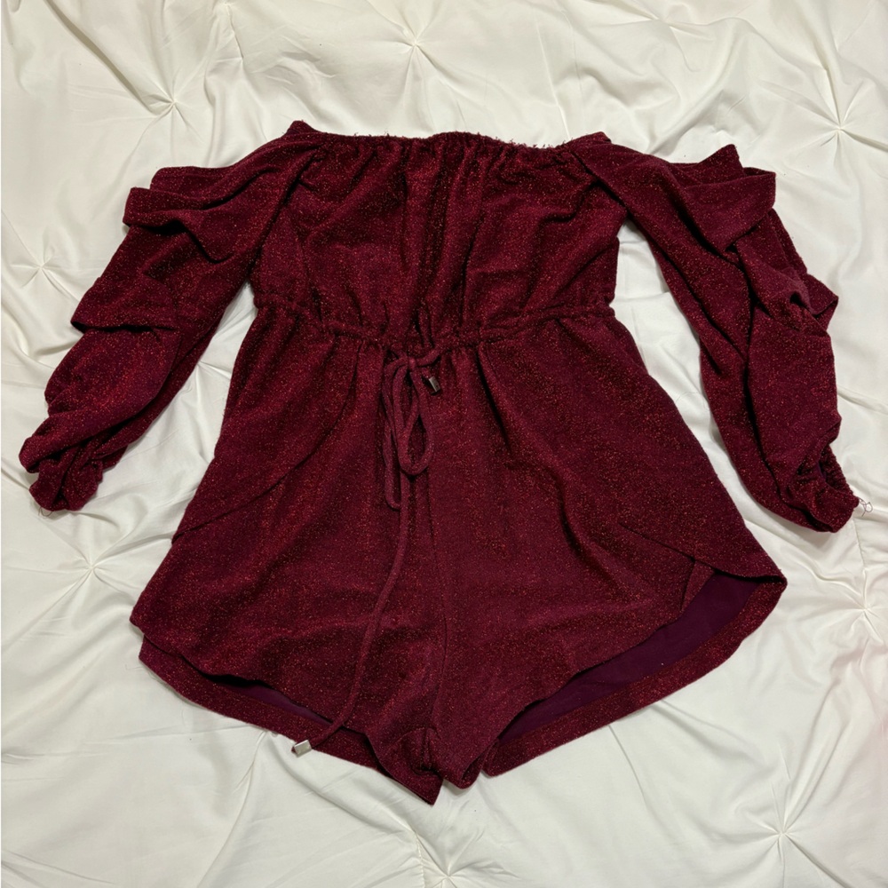 Burgundy Sparkly Romper